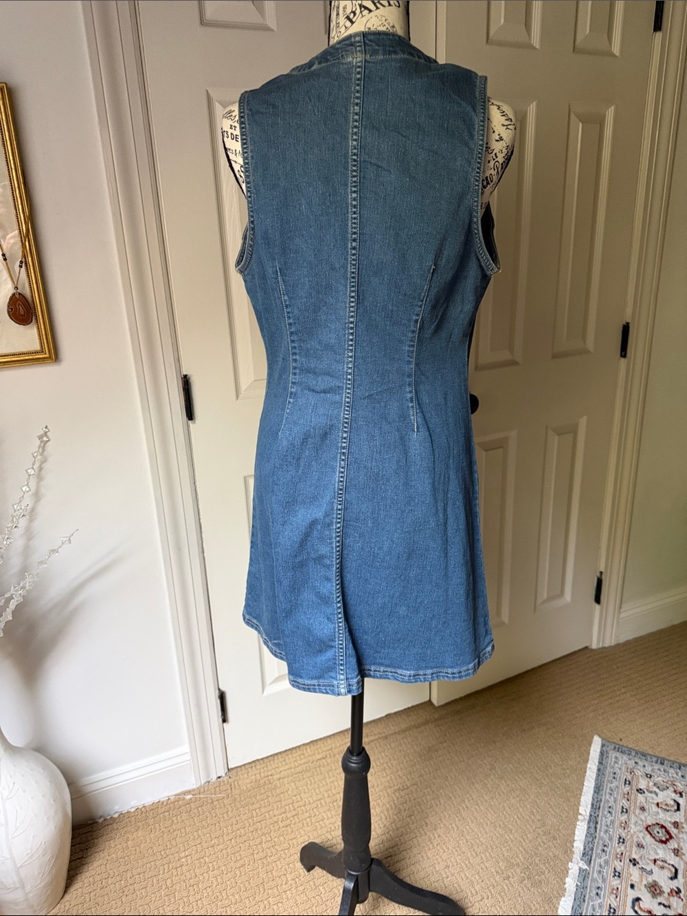 Free People Blue Denim Button-Front Mini Dress - Picture 3 of 13